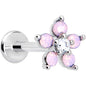 16G 5/16 Pink Faux Opal Internally Threaded Flower Labret Tragus