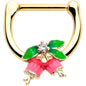 16G 5/16 Clear CZ Gem Gold Tone Bell Flower Cartilage Clicker
