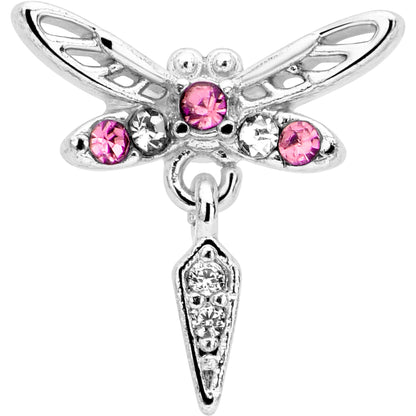 16G 1/4 Pink Gem Swank Dragonfly Dangle Cartilage Earring