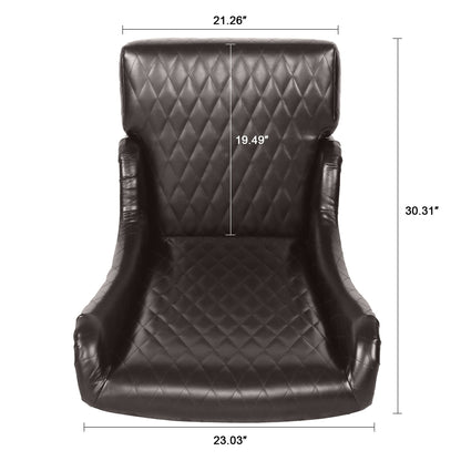 Accent Chair Wingback PU Leather Dark Brown High-Back Birch Legs 220 LB