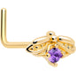 20G 7mm Purple Gem Gold Tone Beauty Bug L Shape Nose Ring