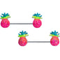 14G 9/16 Hot Tropical Pineapple Barbell Nipple Ring Set