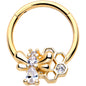 16G 3/8 Clear CZ Gem Gold Tone Bee Hive Luv Hinged Segment Ring