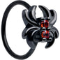20G 5/16 Red CZ Gem Black Sleek Spider Nose Hoop