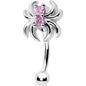 16G 5/16 Pink CZ Gem Sleek Spider Curved Eyebrow Ring