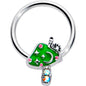 16G 3/8 Aurora Gem Fanciful Green Mushroom BCR Captive Ring