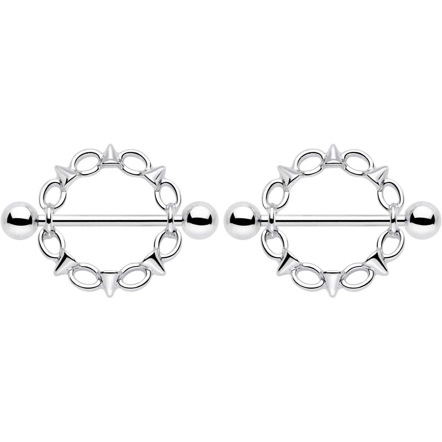 14G 9/16 Links And Spikes Nipple Shield Set