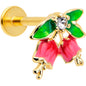 16G 5/16 Clear CZ Gem Gold Tone Bell Flower Labret Monroe Tragus
