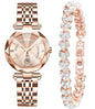 Women Watches with Bracelet Rose Gold for Lady Elegant Stainless Steel Strap Fashion Analog Creative Dial Wrist Watch (Rose Gold)