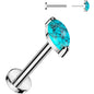 18G 5/16 Natural Turquoise Oval Medical Grade Titanium Flat Back Earring