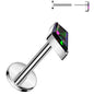 18G 5/16 Vitrail CZ Gem Spear Medical Grade Titanium Flat Back Earring