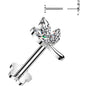 16G 5/16 CZ Gem Leaves Medical Grade Titanium Reversible Flat Back Earring