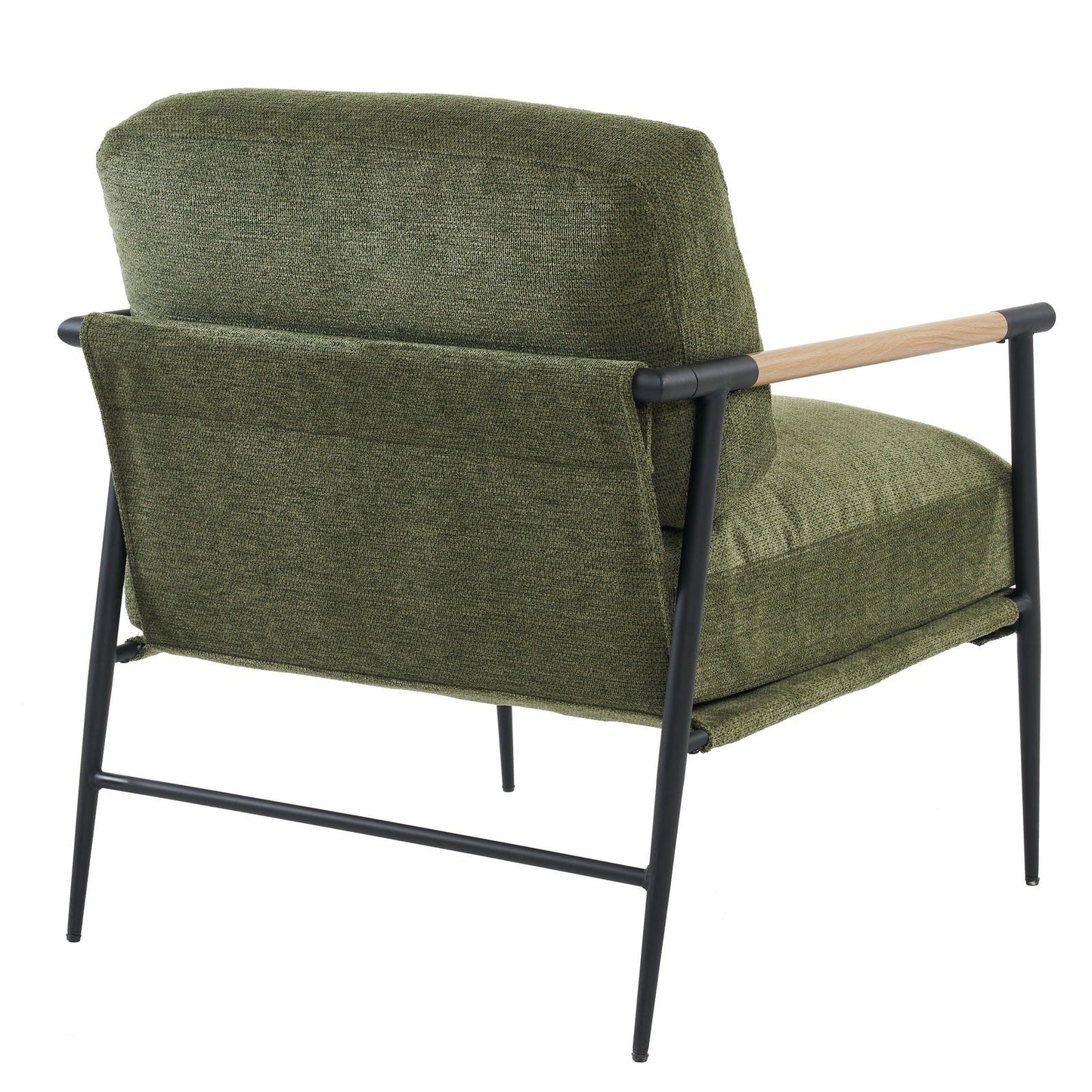 Lounge Chair Contemporary Fabric Green Solid Wood Frame 29 In