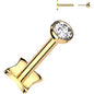 18G 5/16 3mm CZ Gem Gold PVD Medical Grade Titanium Reversible Flat Back Earring