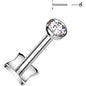 18G 5/16 3mm CZ Gem Medical Grade Titanium Reversible Flat Back Earring