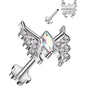 18G 5/16 Aurora CZ Gem Butterfly Medical Grade Titanium Reversible Flat Back Earring