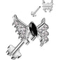 18G 5/16 Black CZ Gem Butterfly Medical Grade Titanium Reversible Flat Back Earring