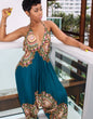 Personalized Positioning Print Nude Back Tie Low Jumpsuit