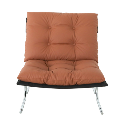 Accent Chair High Back Wingback Faux Leather Brown 27x32x39 In 350 LB