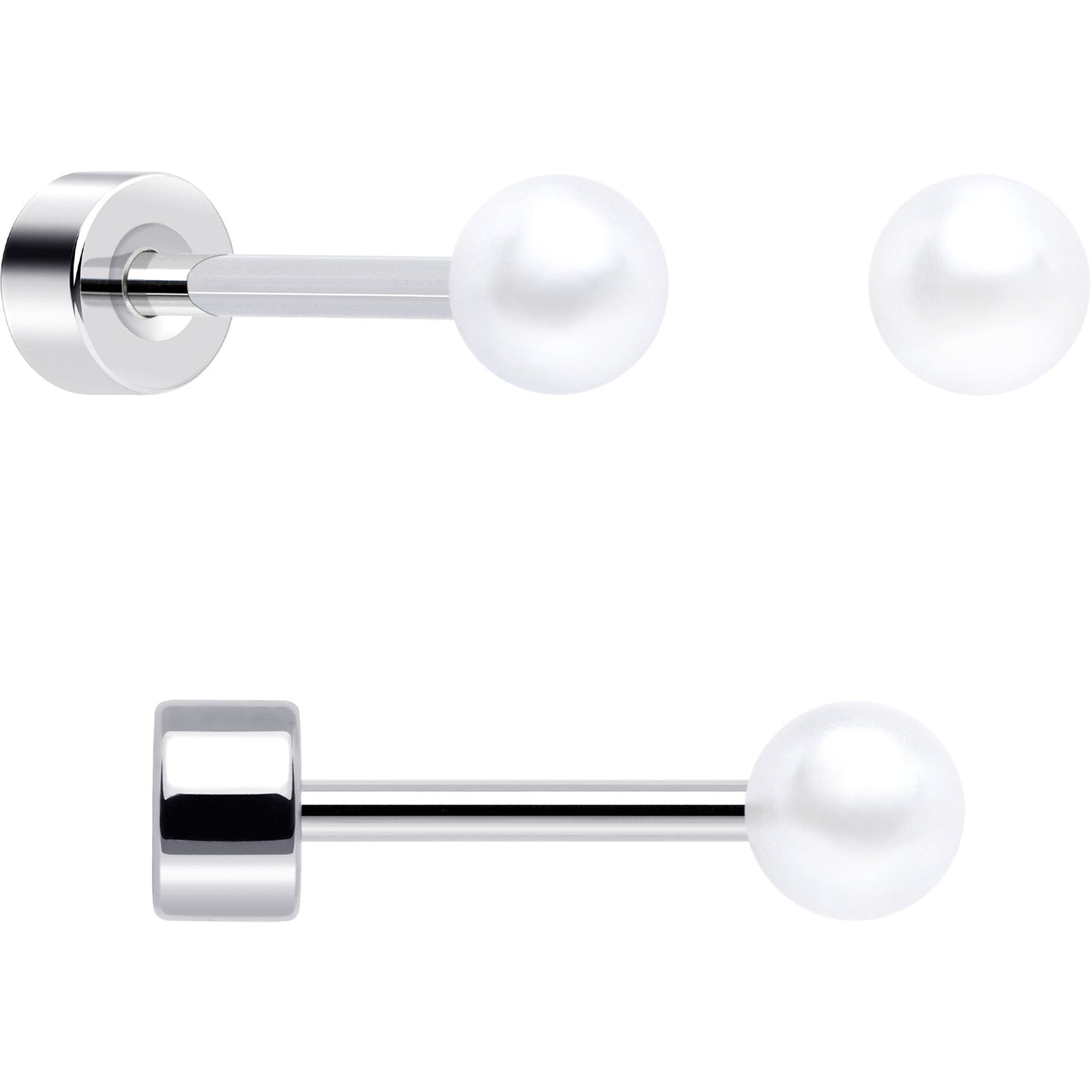 20G Aurora Gem White Orb Butterfly Flatback Earring Set of 6