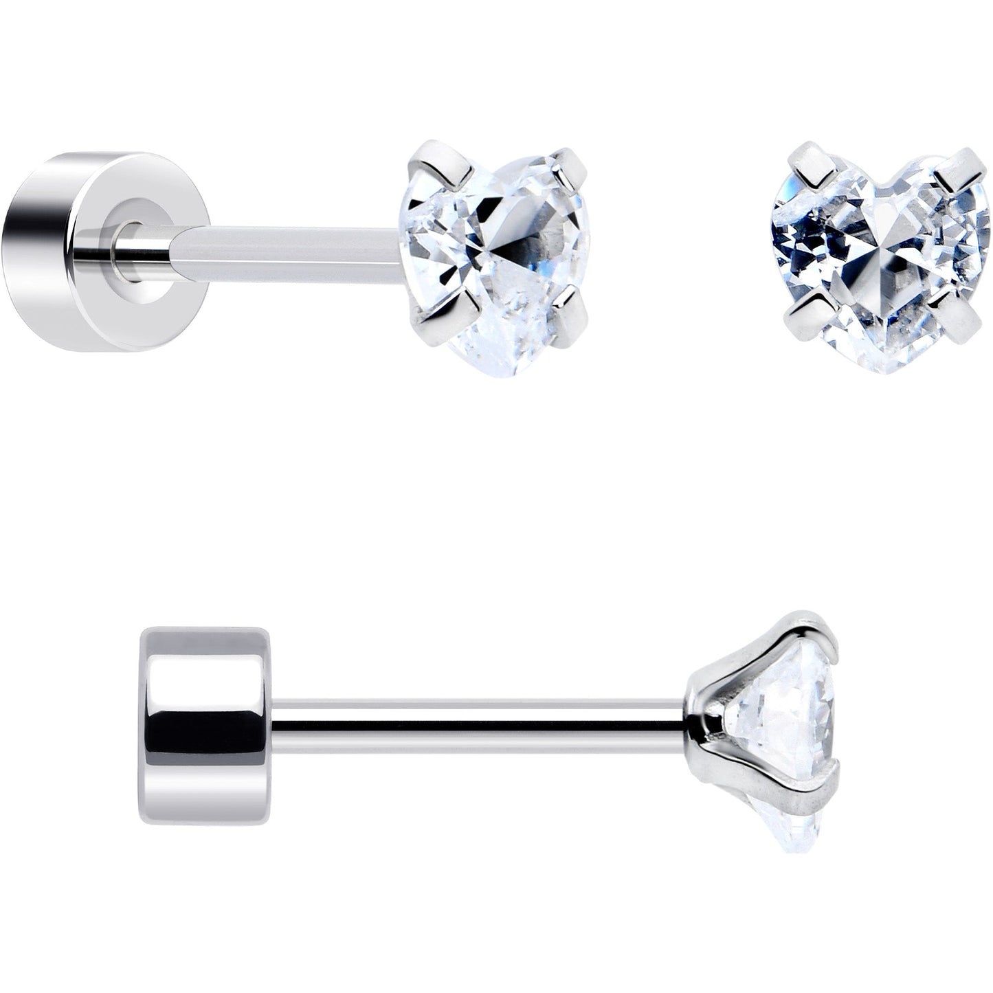 20G Clear Gem White Orb Butterfly Flatback Earring Set of 6