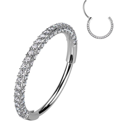 18G Implant Grade Titanium Triple Sided Micro Gem Hinged Nose Hoop