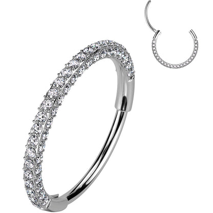 18G Implant Grade Titanium Triple Sided Micro Gem Hinged Nose Hoop