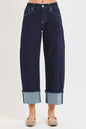 RISEN Slouchy Crop Barrel Cuffed Hem Jeans