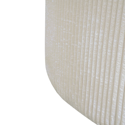 Upholstered Round Ottoman, Beige, Corduroy