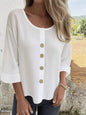Full Size Button-Front 3/4 Sleeve Casual Blouse Plus Size