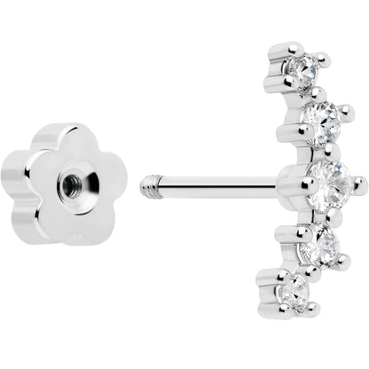 20G CZ Gem Ball Arch Butterfly Reversible Flower Flat Back Earring Set of 6