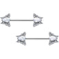 14G 9/16 Style Butterfly Threadless Nipple Ring Set