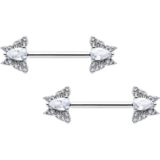 14G 9/16 Style Butterfly Threadless Nipple Ring Set