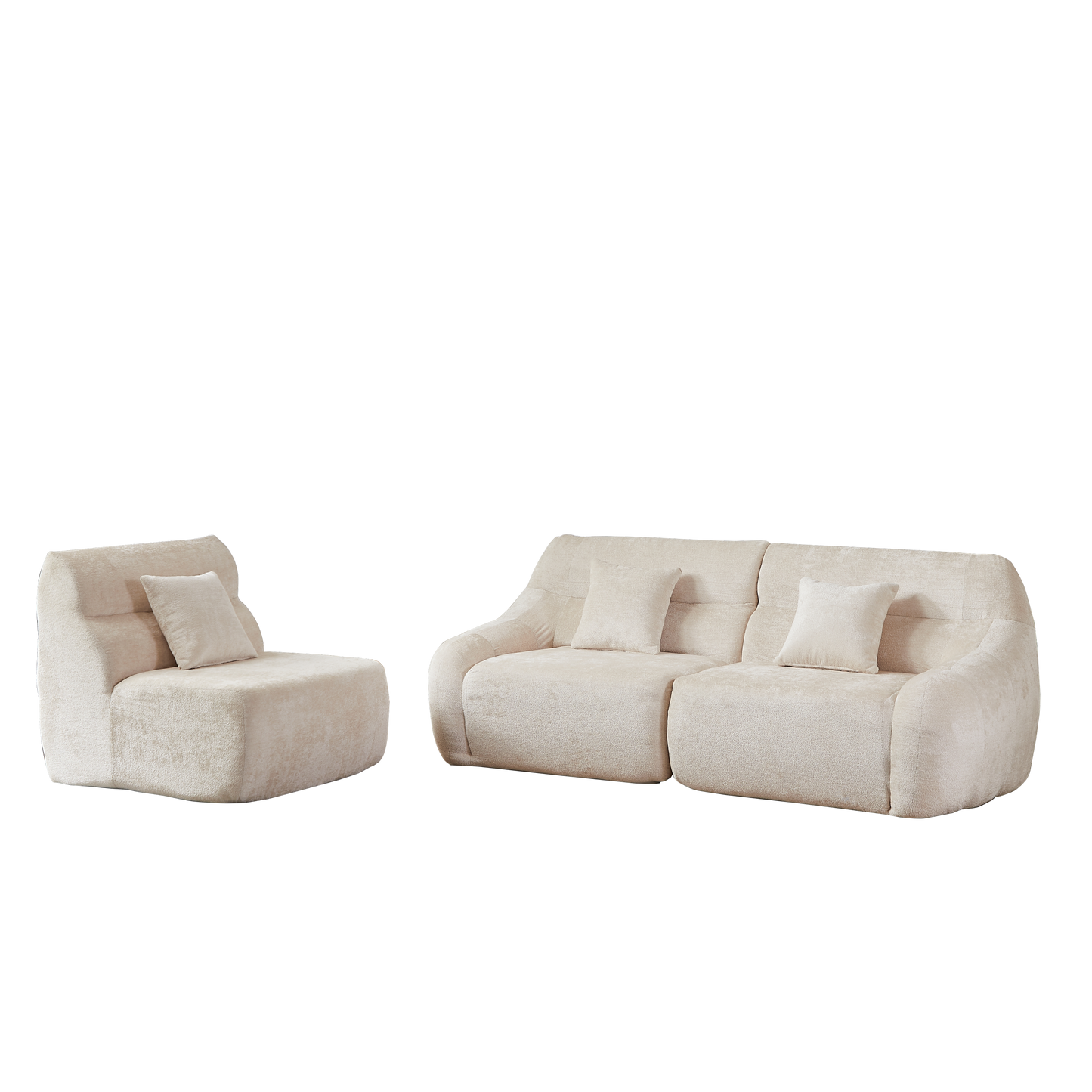 Sectional Sofa Curved Modular Chenille Beige 4 Seat 900 LB No Assembly