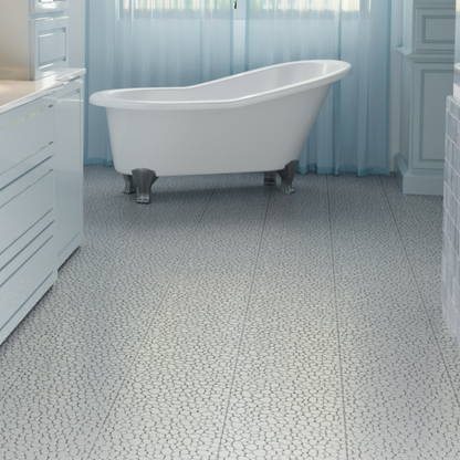 Pebble Stone Pattern 12x12 in. Gray Interlocking Deck Tiles Waterproof Plastic