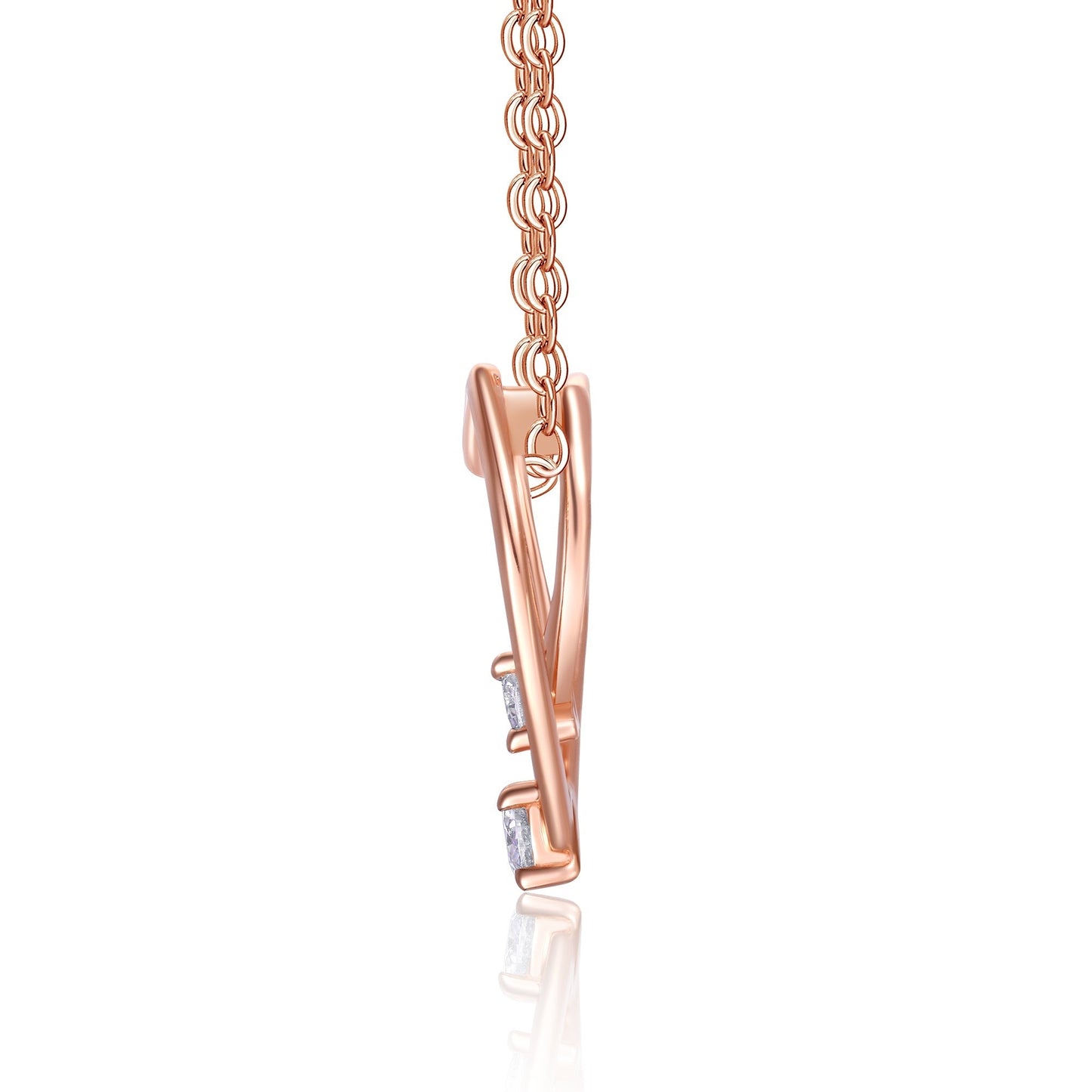 S925 Sterling Silver Rose Gold Double Heart Necklace, D-VVS1 Moissanite Pendant, 40&455cm Adjustable Chain, Women's Jewelry Gift Box With GRA Certificate