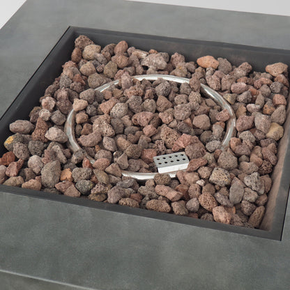 Modern Iron Square Fire Pit 50000 BTU, Stone Gray, 31x31x24