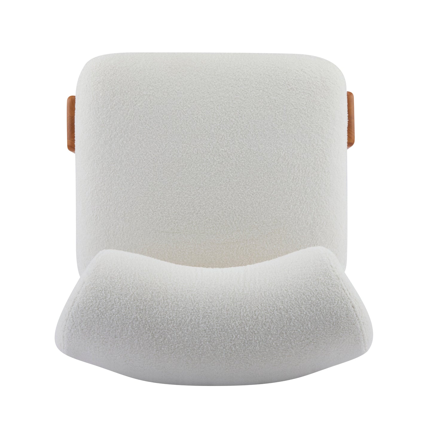 Boucle Lounge Chair Natural Beige Rolled Backrest 27.25"x30"x27.5