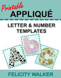Printable Applique Letter & Number Templates: Alphabet patterns with uppercase and lowercase letters, numbers 0-9, and symbols, for sewing, quilting, - Paperback