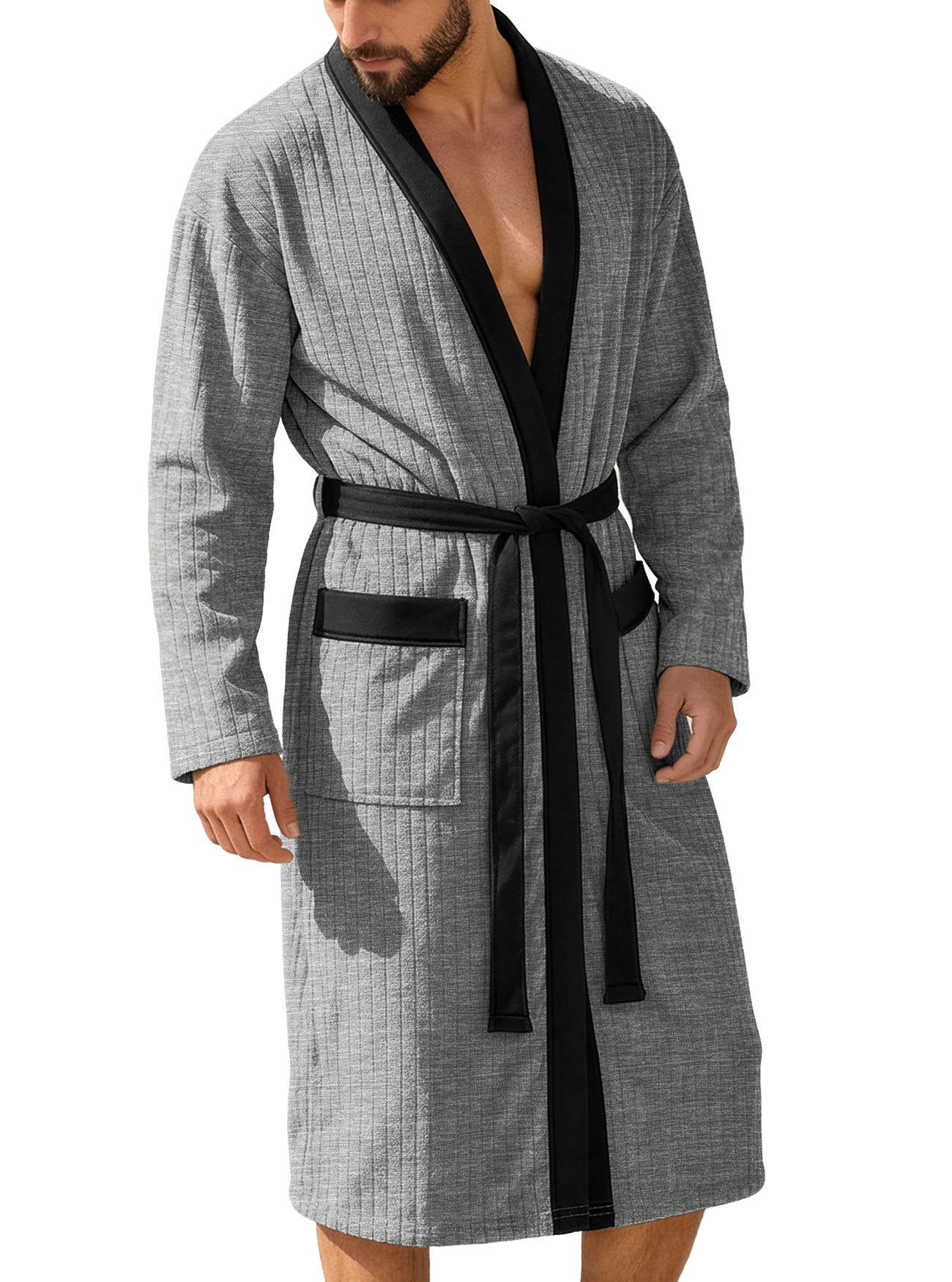 Men's Long Jacquard Soft Solid-Colored Belt
