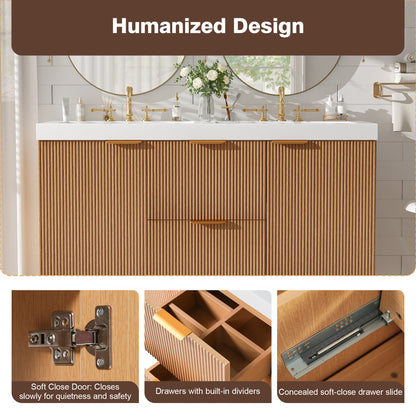 Modern 47.24 Inch Double Sink Bathroom Vanity with SMC Top, MDF Cabinet