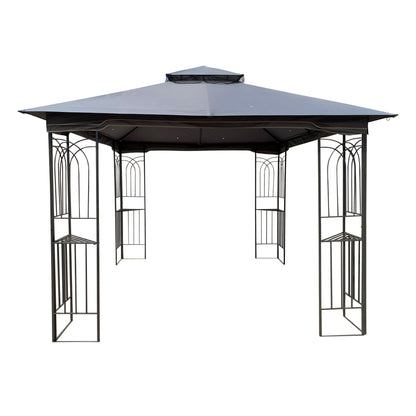 Gazebo Steel Gray 10x10 Ft Double Vented Roof Mesh Sidewalls UV-Resistant