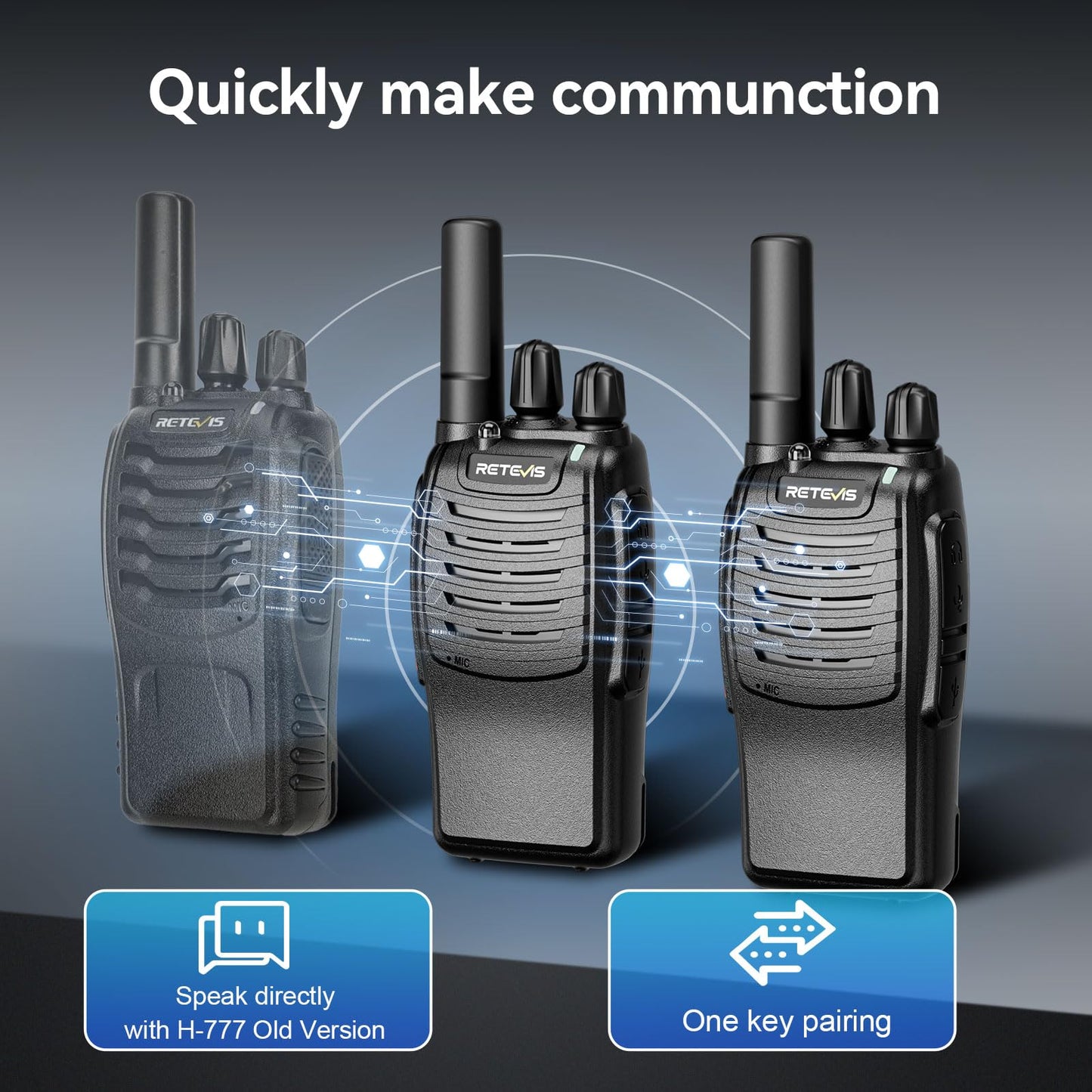 Case of 6,Retevis H-777 Walkie Talkies for Adults Long Range, Rechargeable Two-Way Radios,with 6-Way Multi Unit Charger,Flashlight Handheld Business 2 Way Radios