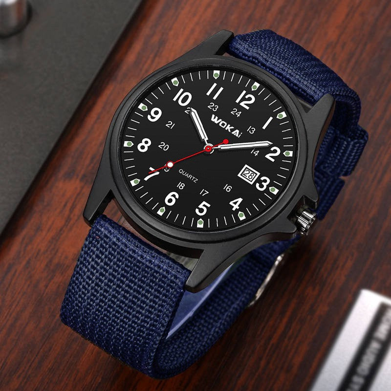 Sporty Nylon Strap Mens Quartz Watch Minimalist Design