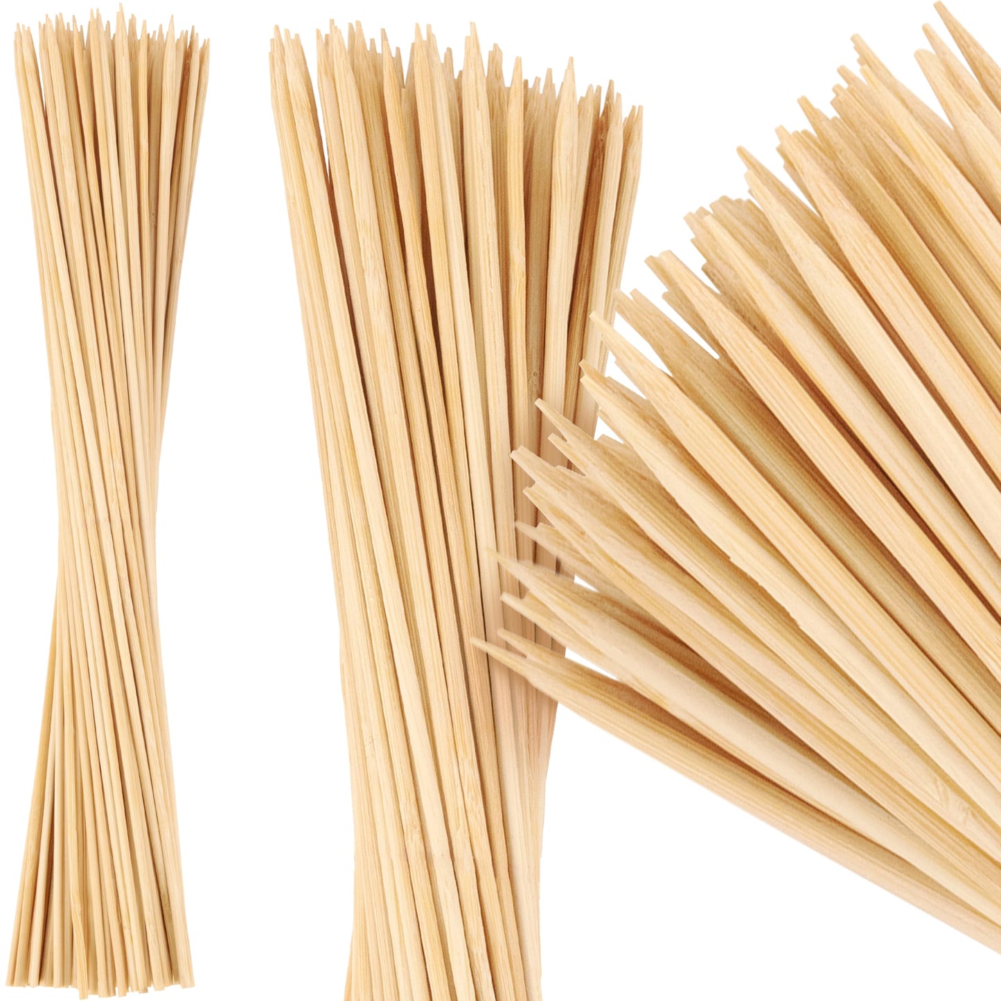 MalloMe XL Bamboo Skewers 6 Inch 100 pcs - 4mm Thick Bamboo Sticks - Heavy Duty Wooden Shish Kabob Skewers for Grilling - for Kebab BBQ Grill Hot Dog, Candy Apple Smores Sticks Wood Skewer Appetizers