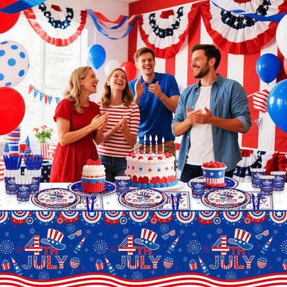 Rejoice Bunny 3-Pack 4th of July Disposable Tablecloths 54x108 Inches Plastic