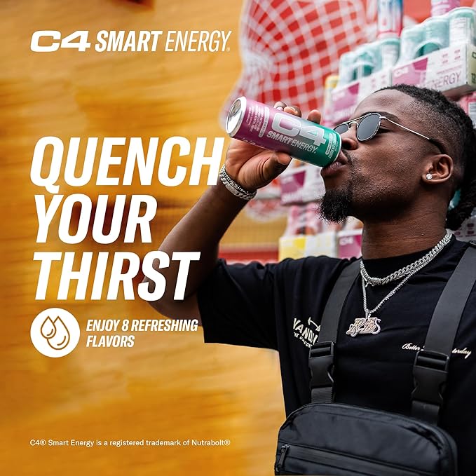 Cellucor C4 Smart Energy Drink - Sugar Free Performance Fuel & Nootropic Brain Booster, Coffee Substitute or Alternative | Black Cherry 12 Oz - 12 Pack