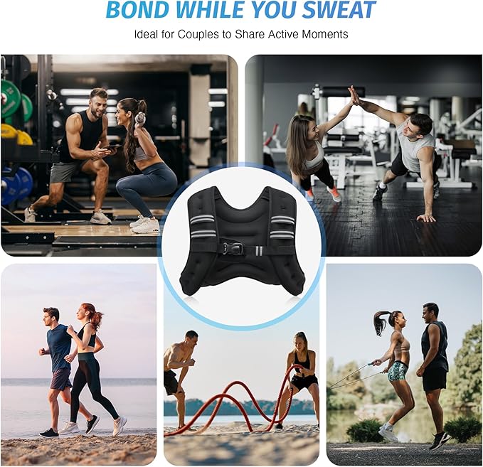 ZELUS Weighted Vest, 6lb/8lb/12lb/16lb/20lb/25lb/30lb Weight Vest with Reflective Stripe for Workout, Strength Training, Running, Fitness, Muscle Building, Weight Loss, Weightlifting