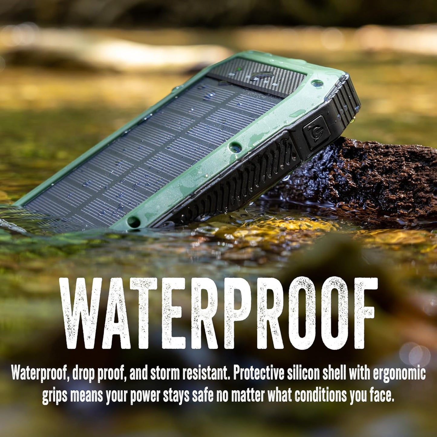 Ready Hour Wireless Solar PowerBank 20000mAh, Rugged Off Grid Backup with 20 LED Room Light, USB C, Wireless Charging and SOS Mode