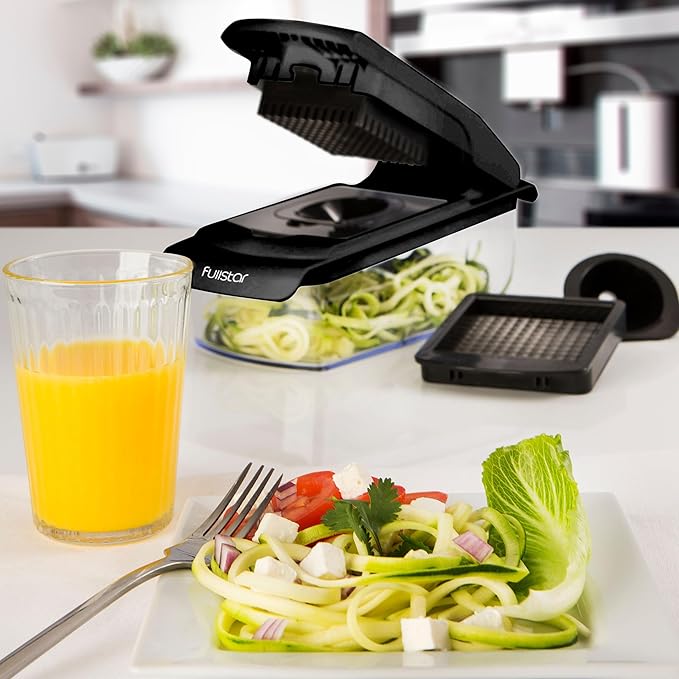 Fullstar The Original Pro Chopper - Vegetable Chopper and Spiralizer, Food Chopper with Container, Fruit Slicer, Kitchen Gadgets & Accessories, Home Essentials (4 in 1, Black)